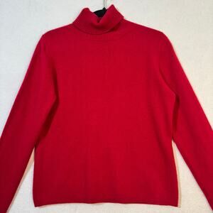 Valerie Stevens VTG Luxurious Soft Red Cashmere Turtleneck Sweater Size Medium